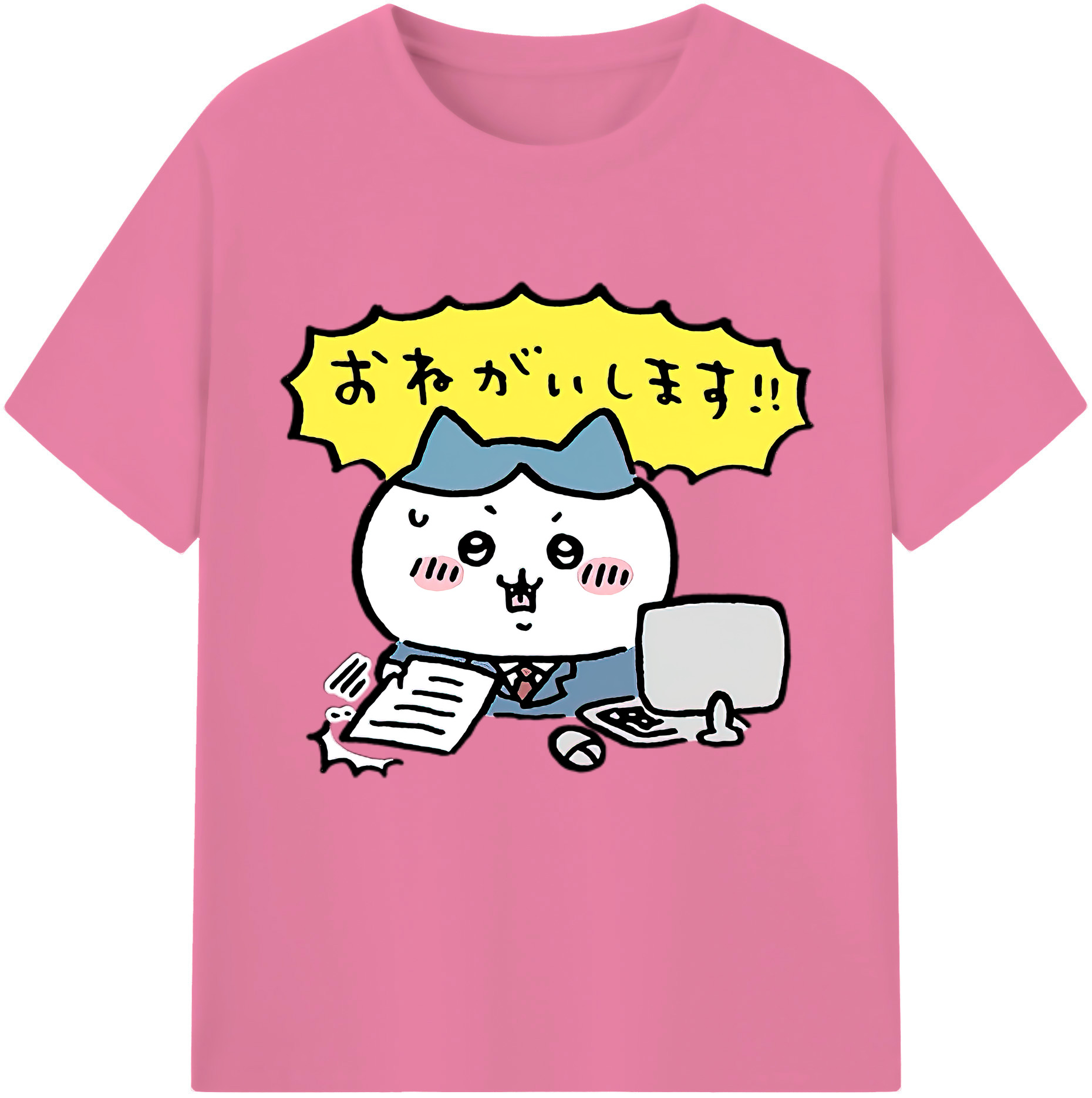 （画像用） ちいかわ ハチワレ Chii-kawa hachiware 綿100％半袖Tシャツ（フロントプリント）